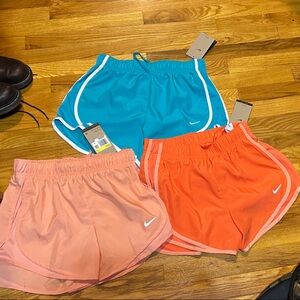 Lot of 3, NWT Nike Women's Athletic Shorts - Coral, Tangerine, and Aqua